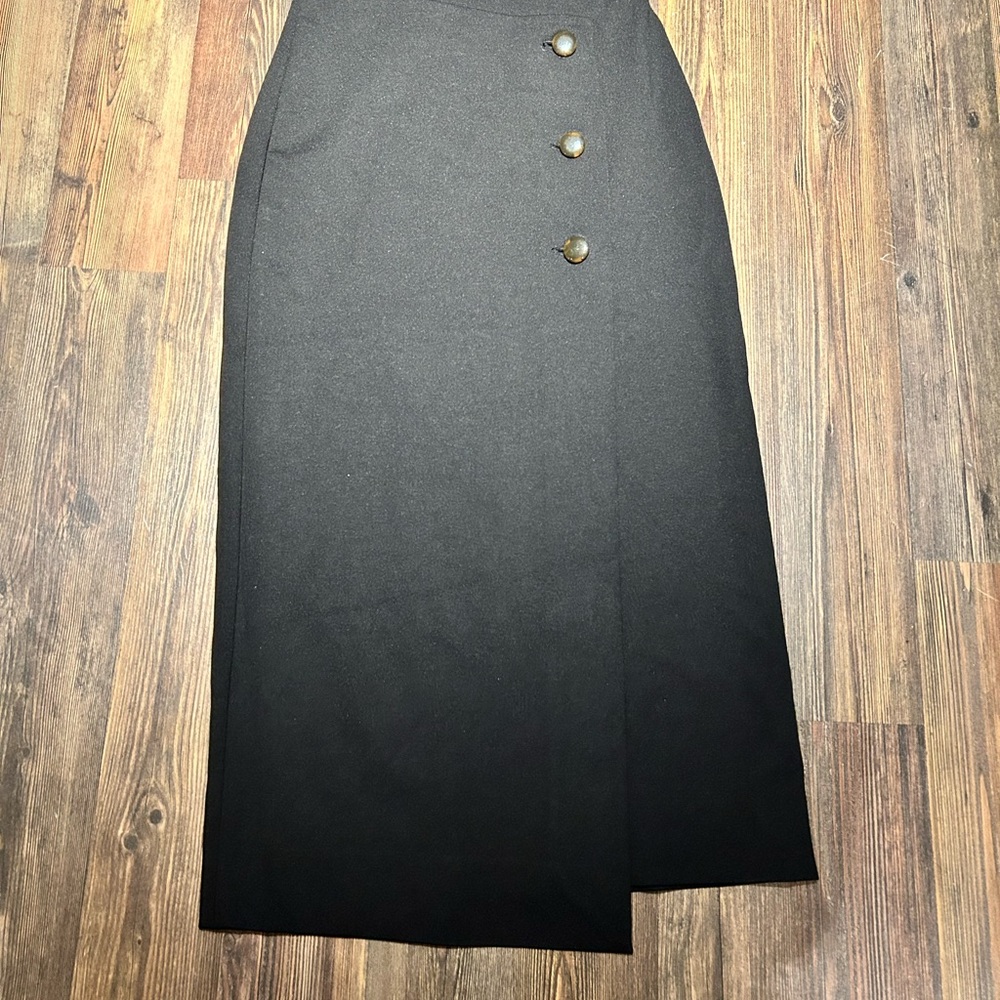 Babaton Black Maxi Skirt with Button Detail